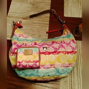 Coach watercolor shoulder bag and wallet